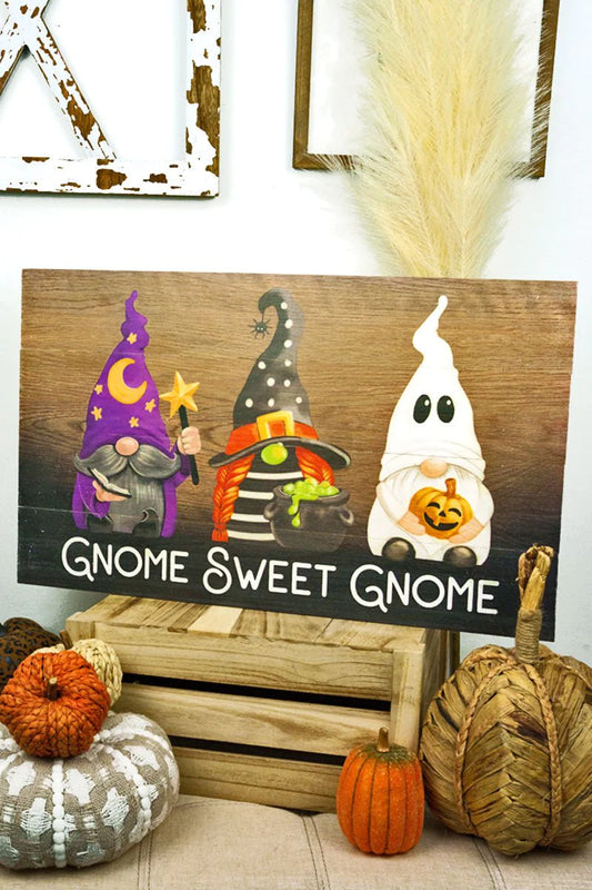 Gnome Halloween Wood Sign